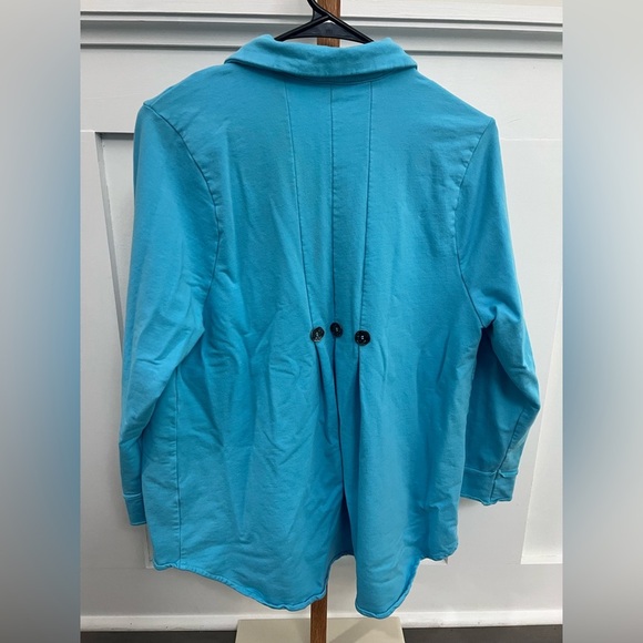 Lulu-B Blue Notched Collar Button Down Shirt sz XL - Picture 8 of 9